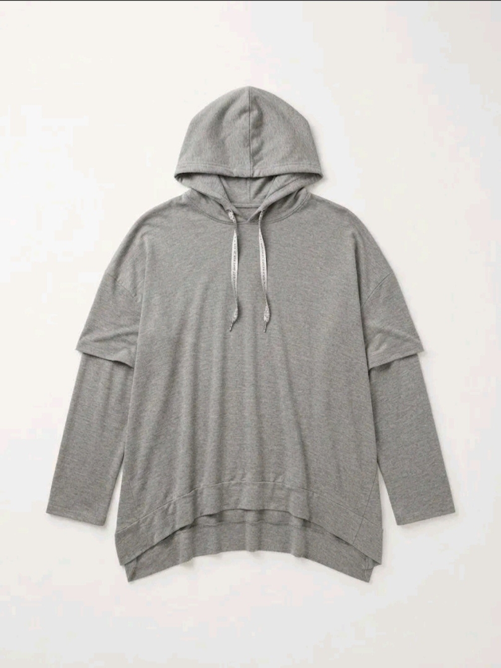 Muk Luks Gray Layered-Look Hooded Sweater